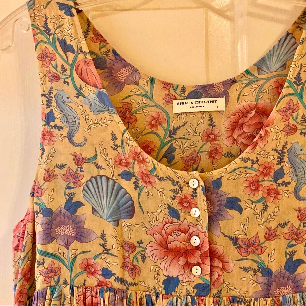 πΊπHPππΊ NWOT Spell & The Gypsy Seashell Babydoll Midi Dress - Picture 8 of 16